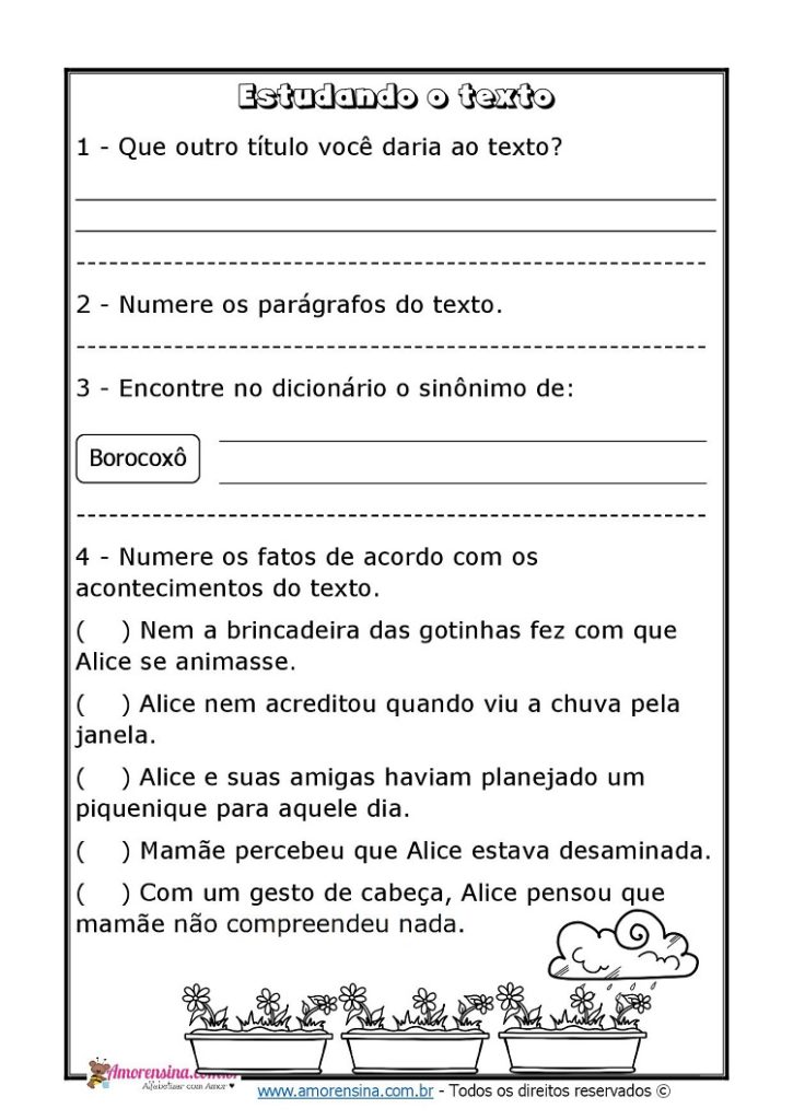 Atividade de Português para 4º Ano - Interpretação de Texto