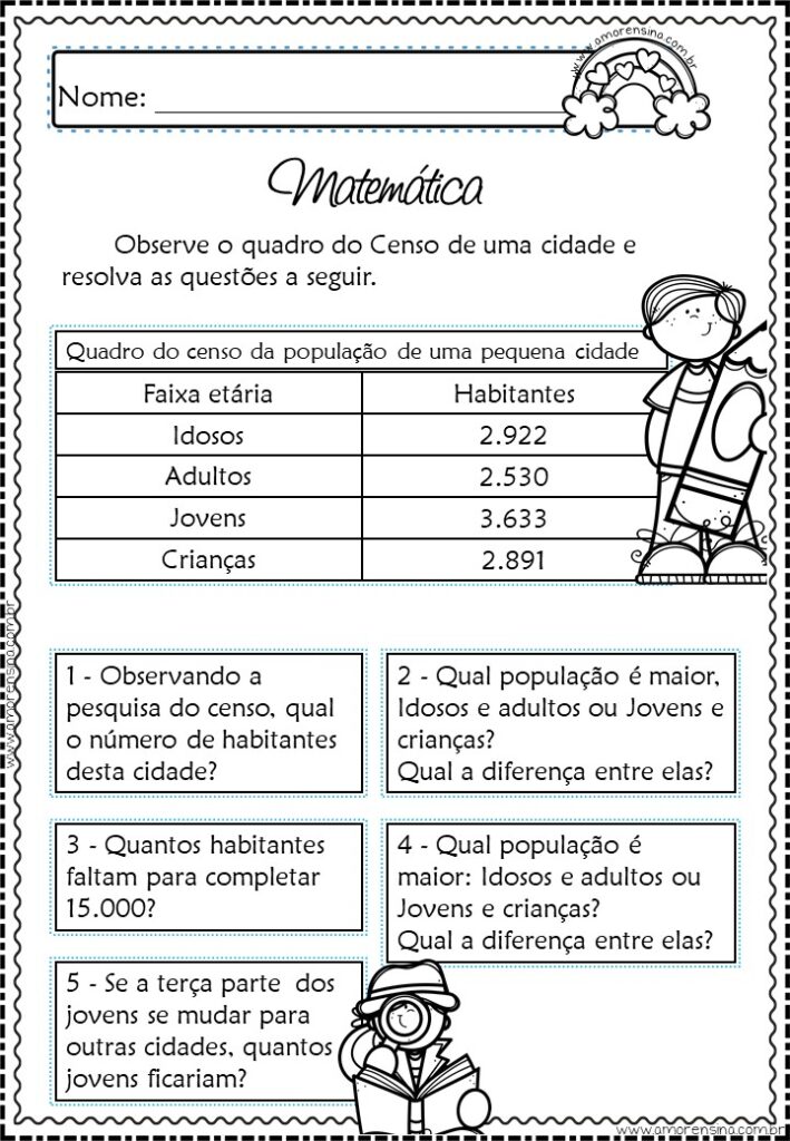 Problemas de matemática 5° ano - Atividades Pedagógicas