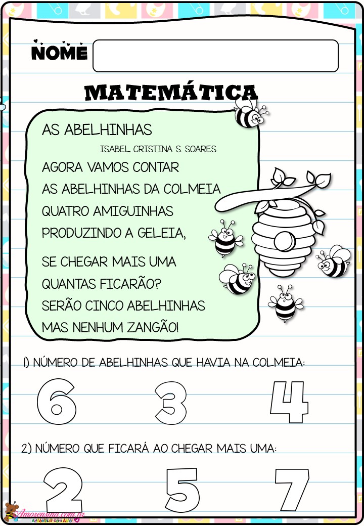 Atividade de Matemática para 1º ano – Números e quantidades